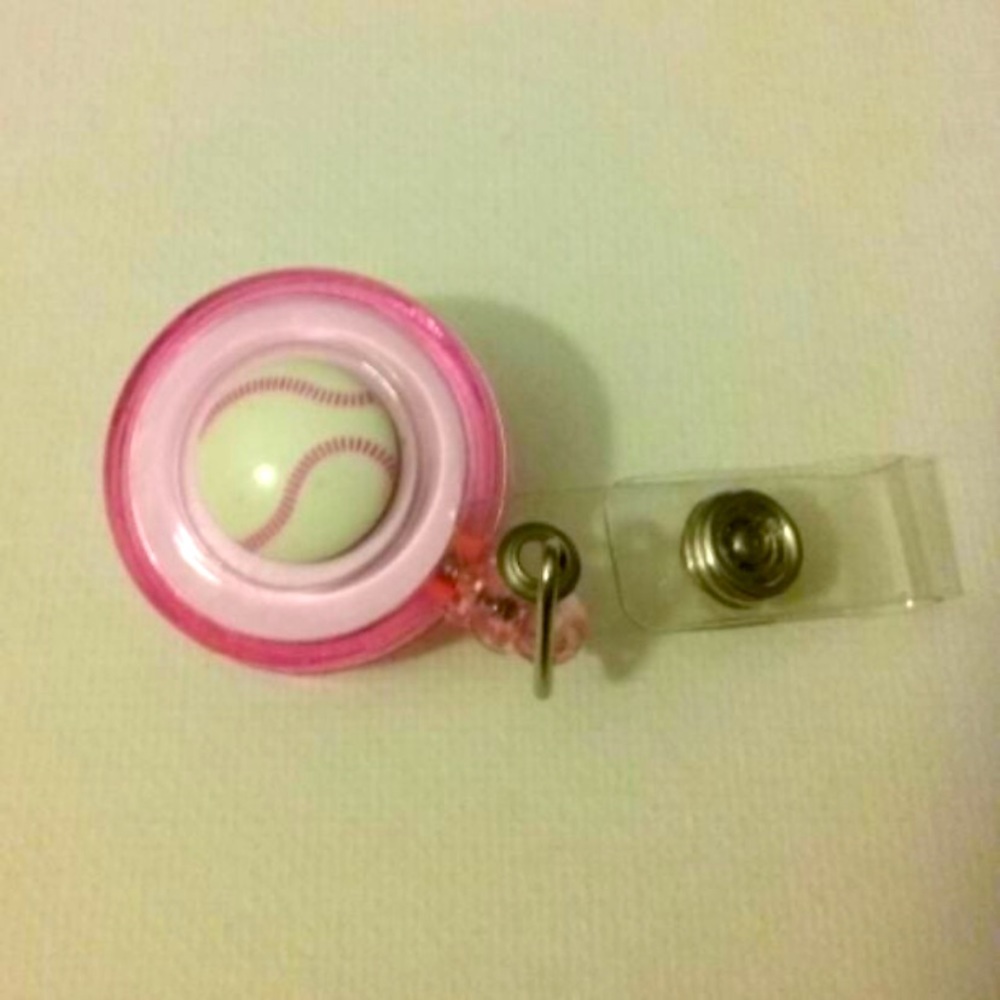 Baseball badge reel key card ID holder